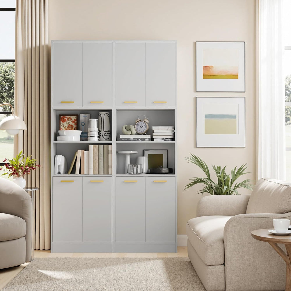 Cozy Castle Kitchen Pantry Cabinet, 75" Tall Wood Storage Cabinet with D...