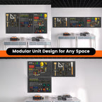 Pegboard, 3 PCS 24"×16" Metal Peg Board Panels Black Modular Wall Organizer Kit with 30 Hooks, Dual-Size Hole Design for Home Tool Storage, Garage Organization, Kitchen, Office, Craft Room