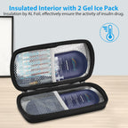 Hard Shell Insulin Cooler Travel Case with 2 Ice Pack, Shock Absorption Insulated Diabetic Medication Organizer Carrying Bag with Extra Pouch for Insulin Pen and Other Diabetic Supplies, Black