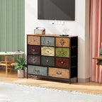 Dresser for Bedroom with 11 Deep Fabric Drawers, Tall Chests of Drawers, Wide TV Stand, Cube Storage Organizer for Closet, Nursery, Kid's Bedroom