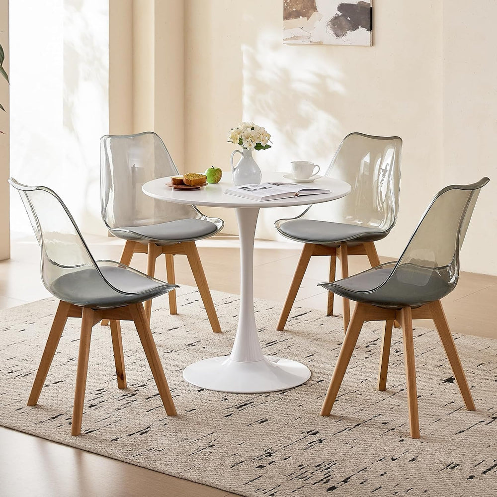Acrylic Dining Chairs Set of 4, with Soft Cushion, Light Gray | Clear Acrylic...