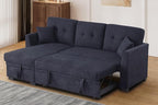L Shaped Sectional Sleeper Sofa Couch with Pull Out Bed ,3 Seater Convertible Sectional Sofabed W/Reversible Chaise & Tufted Back Cushion ,Reversible Pullout Sofa Couch Bed for Living Room Office