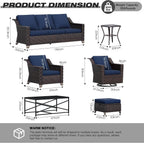 Wicker Patio Furniture Sets, 8 Pieces Upgraded Large Size Outdoor Furniture with Swivel Rocking Patio Chairs, Patio Dining Chair, 3-Seat Sofa, Outdoor Ottoman, Thick Cushions, Wide Armrest