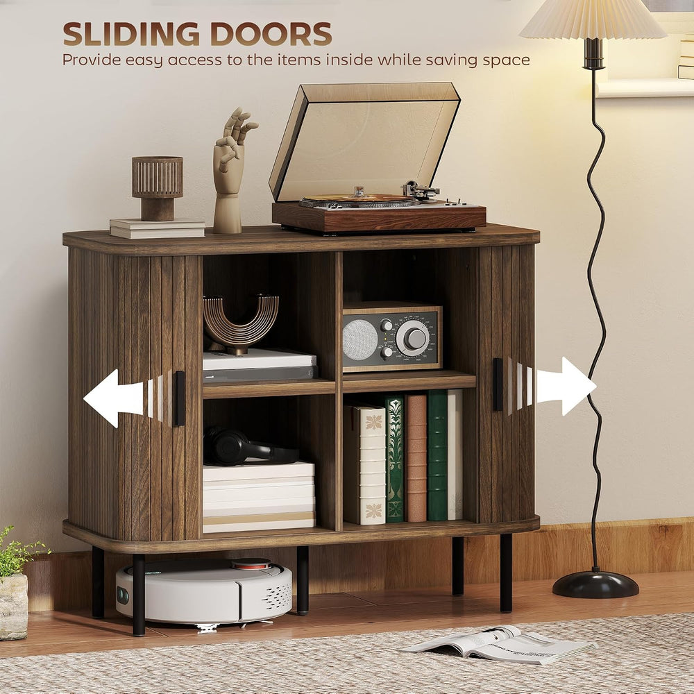 HOMCOM 35.4" Sideboard Buffet Cabinet with Storage, Nordic Coffee Bar Ca...