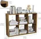 Cube Storage Organizer Bookcase, Decorative 11 inch Open Back Cubical Shelf with Thickened Border, Display Bookshelf for Living Room, Home Office, Sturdy Room (Brown, 6 Cube)
