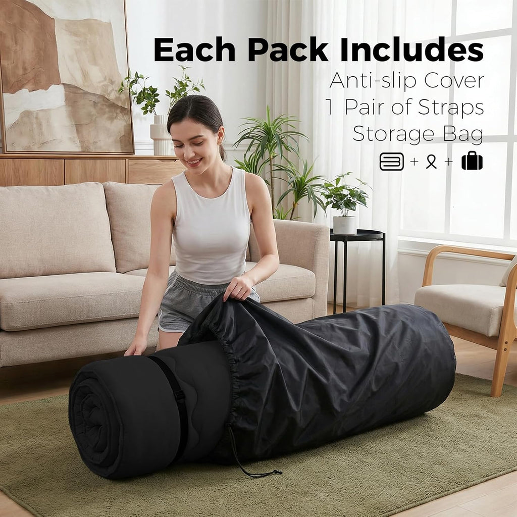 XICIKIN 2.5" Japanese Floor Mattress, Foldable Floor Mattress with Washable Cover Japanese Futon for Camping, Guest (Black, Twin)