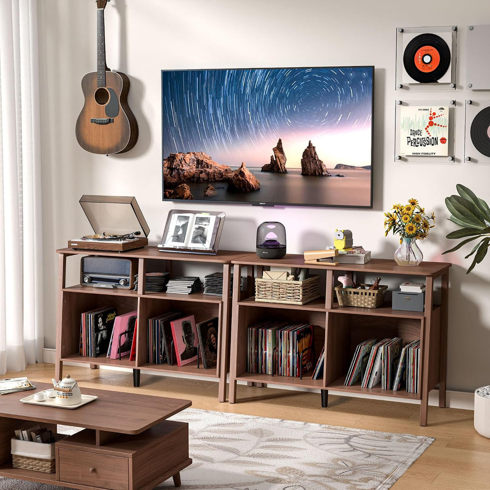Mxtxmy Large Record Player Stand,with Open Storage Holds up to 300 Albums | M...