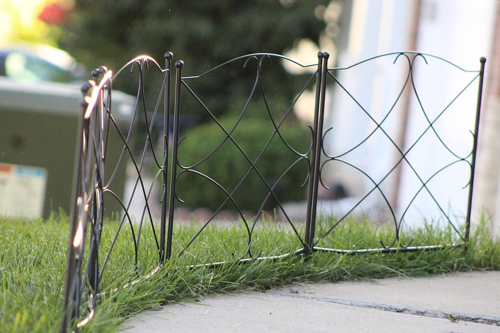 AshmanOnline Galvanized Garden Fence 24in x 10ft, Black (Set of 5) - Outdoor ...