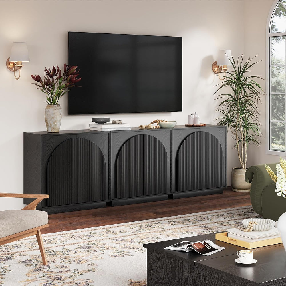 win2win 31.5" Small Buffet Cabinet with Storage, Arched Doors, Black, 1PCS