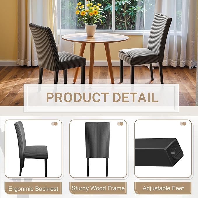 Furmax Ergonomic Dining Chairs Set of 2, Upholstered Fabric Dinning Room Chai...