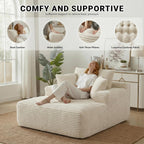 50" Chaise Lounge Chair Indoor, Oversized Boneless Cloud Couch Chair with 3 Pillows, Deep Seat Sleeper Chairs, Reading Chair for Living Room, Bed Room, No Assembly Required, Beige