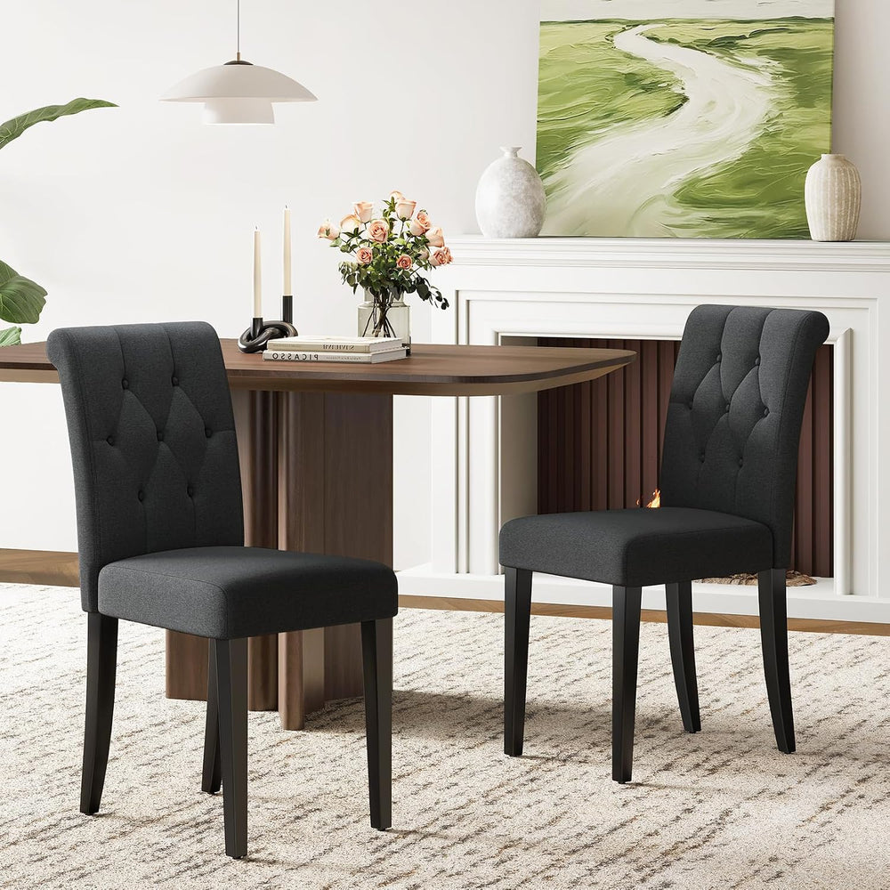 Welzona Upholstered Dining Chairs Set of 4, Button Tufted Parsons Dining Chai...