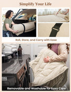 ZonLi Japanese Floor Mattress Futon Mattress Twin Size, 4" Thicken Roll Up Tatami Mat w/ 100% Cotton Washable Cover, Portable & Foldable Floor Bed Mattress for Sleeping, Dormitory, Adult Kids, Khaki