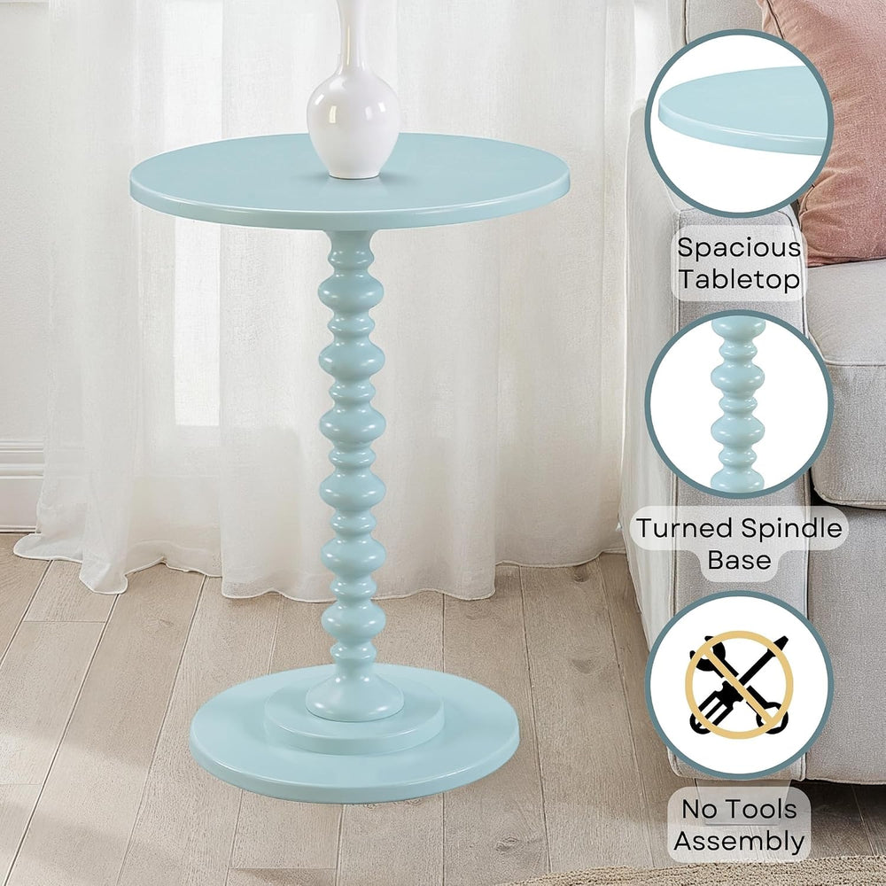 Pemberly Row Modern Spindle End Table, 24 in H x 17.75 in W, MDF and Solid Pi...