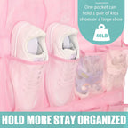 Tiblue Over The Door Shoe Organizers Pink with 35 Mesh Pockets Baby Organizer Storage Hanging Shoe Organizer Shoe Holder Rack For Toddler Girl Room Baby Room Craft Room Bedroom Pantry Bathroom Closet