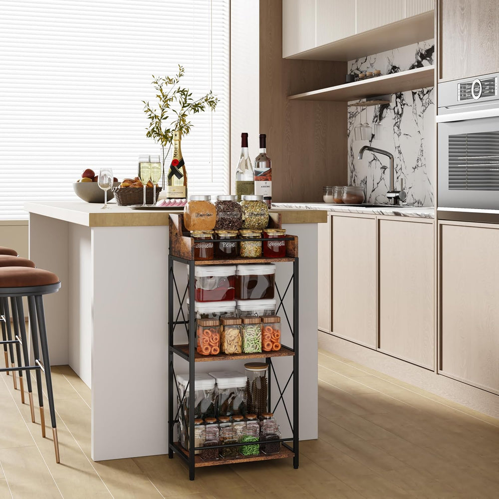 KLM Liquor Bottle Display Shelf, Brown | Liquor Cabinet Bar for Home, 4 Step,...