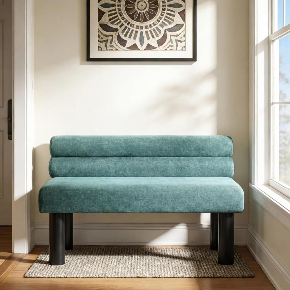 51'' Small Dining Bench with Back, Upholstered Armless Kitchen Banque...