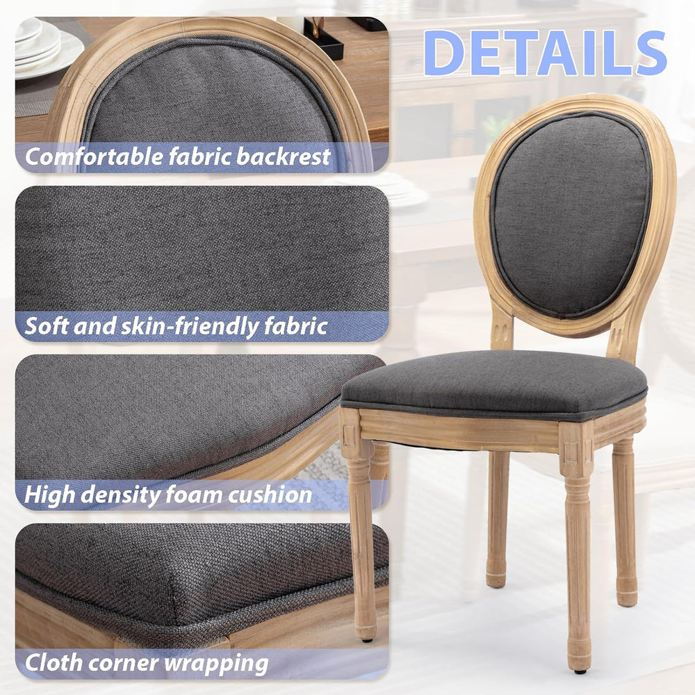 French Country Dining Chairs Set of 4, Upholstered Dining Room Chairs with Ro...