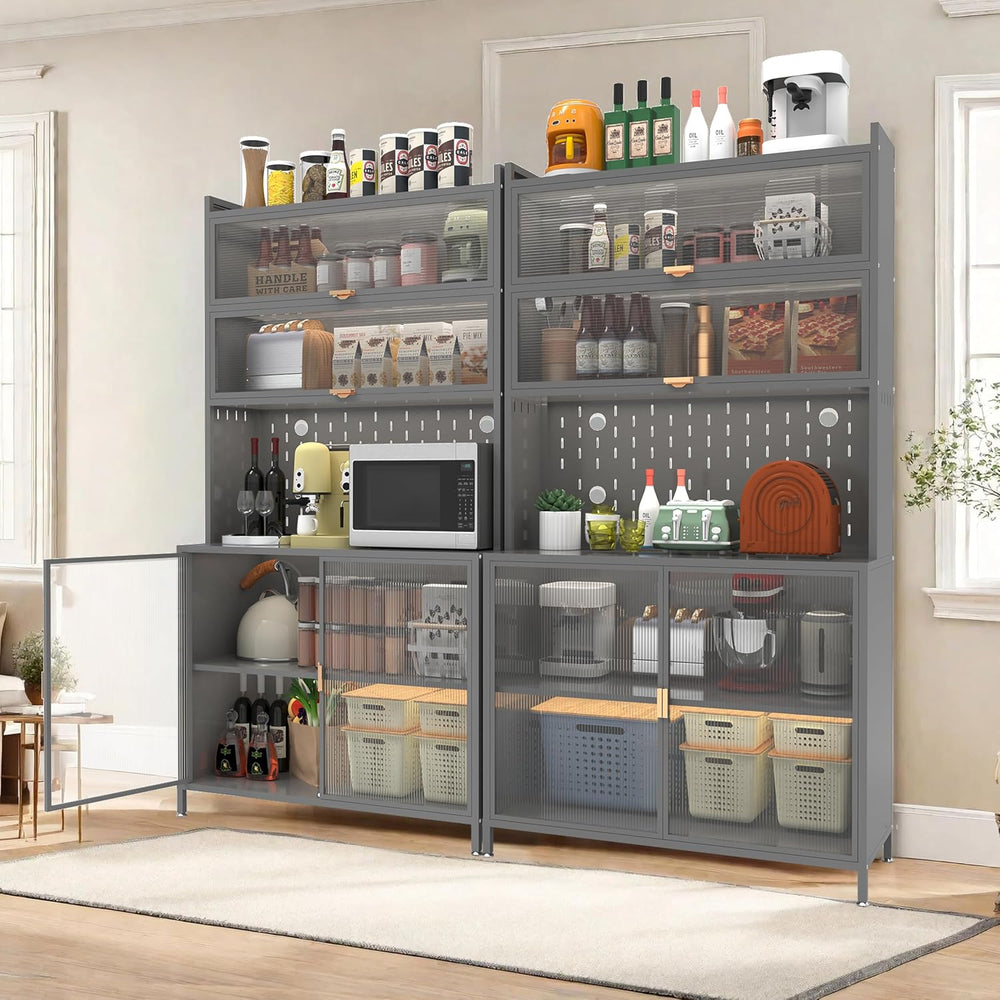 73" Pantry Cabinet Kitchen Hutch Cabinet with Doors & Adjustable She...