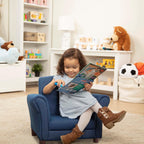 Melissa & Doug Denim Fabric Child’s Armchair (Kid’s Furniture, 23”L x 17.5”W x 18.3”H) Children's Furniture, Child's Reading Chair, Chairs for Toddlers, Oversized Kid's Armchair