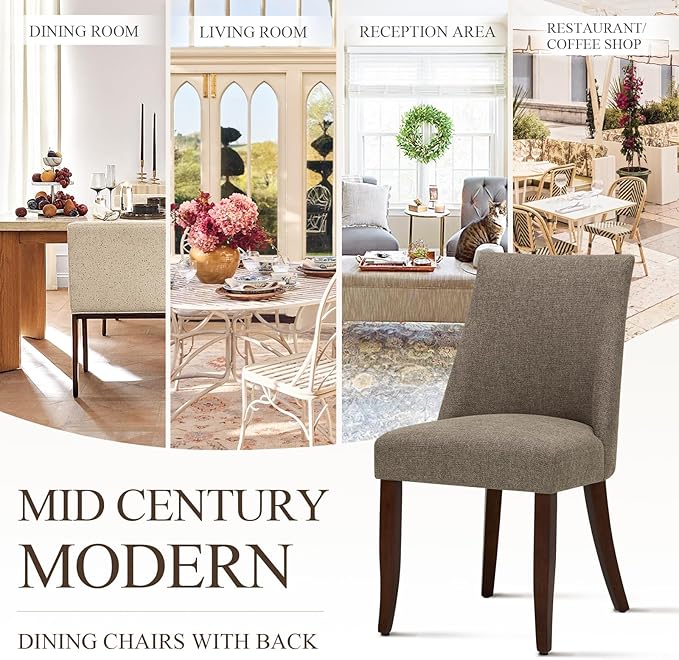 COLAMY Upholstered Dining Chairs Set of 4, Mid Century Modern Kitchen Chairs ...
