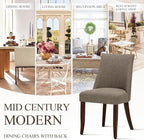 COLAMY Upholstered Dining Chairs Set of 4, Mid Century Modern Kitchen Chairs with Back, Farmhouse Fabric Side Dining Room Chairs with Wood Legs for Dining Room Restaurant, Brown