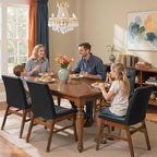 SyMax Dining Chairs Set of 4, Faux Leather Dining Room Chairs with Stitched Edge Trim and Sturdy Wood Legs, Modern High-End Kitchen Side Chairs for Bedroom, Living Room, Black