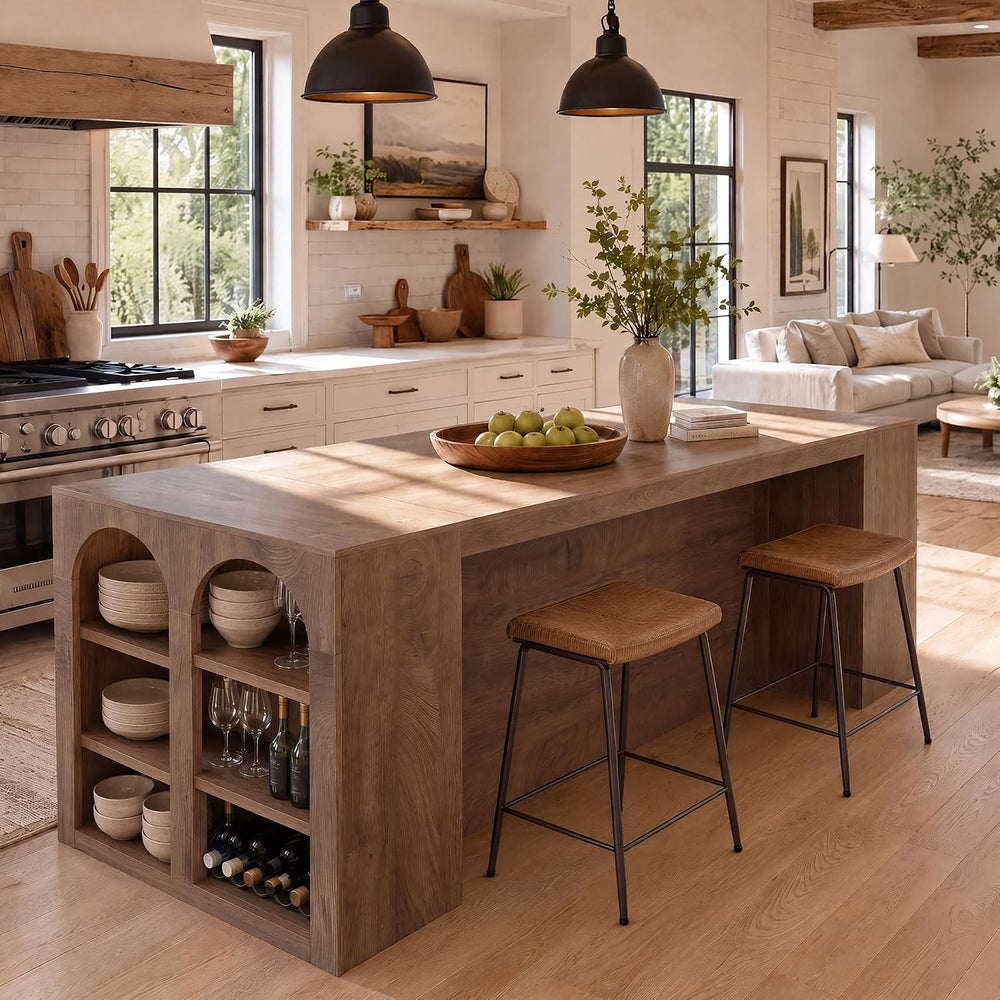 Tribesigns 78.7" Large Kitchen Island Table with Storage & Seating S...