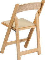 Flash Furniture Hercules Series Beechwood Folding Event Chairs with Padded Seats, Modern Wooden Folding Banquet Chairs, Set of 4, Natural