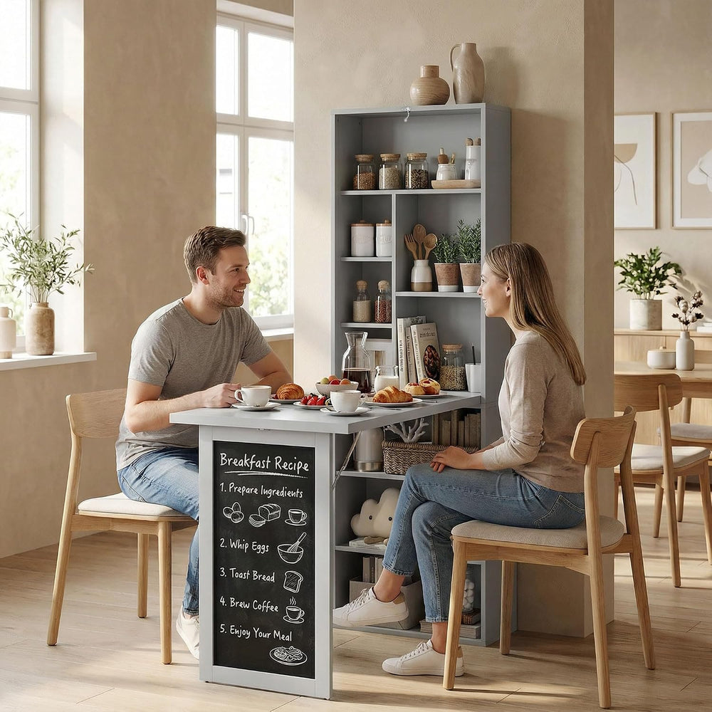HOMCOM Foldable Desk Wall Mounted Convertible Table for Small Spaces, Gray