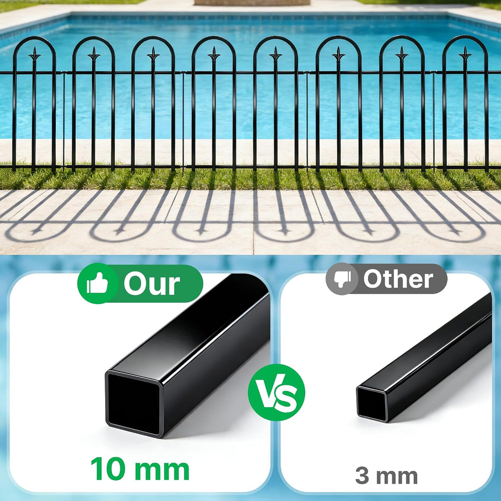 ARIFARO 24" H x 24" W No Digging Garden Fence, 5 Panels 10ft Black ...
