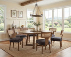 Rattan Dining Chairs Set of 6, Modern Fabric Upholstered Kitchen Chairs, Wooden Dining Room Chair Farmhouse Dinner Chair, Charcoal