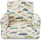 Kid Rocking Chair for Toddlers, Child Chair for Little Kids, Upholstered Toddler Armchair for Children, Comfy and Cute Little Kid Chairs (Rockers, Cars & Trucks Print)