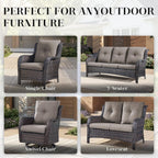 Wicker Rocking Chair Swivel Chairs - 4 Piece Rocker Patio Chairs Set Rattan Rocking Chair for Outdoor Porch Deck Garden Backyard(Brown/Grey)