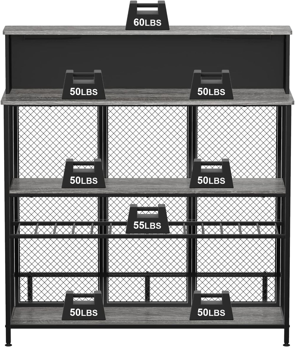 GDLF Liquor Cabinet, 47.2" W Mini Bar for Home with Wine Rack& Storage