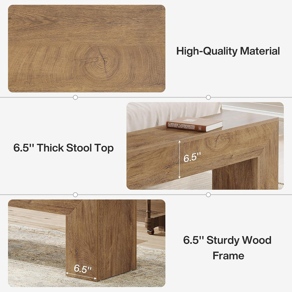 Tribesigns 47'' Wooden Entryway Bench, Farmhouse Entry Bench Seat, Indoor End of Bed Bench with Storage Capability for Living Room, Bedroom, Hallway, Easy Assembly, Natural Brown