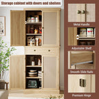 Kitchen Pantry Cabinet with 4 Doors and Adjustable Shelves, 72" Tall Farmhouse Storage Pantries with 1 Drawer for Living Room, Dining Room