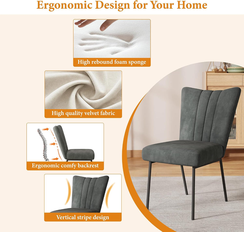 ZckyCine Dining Chairs Set of 4, Upholstered Velvet Kitchen Chairs with Thick...