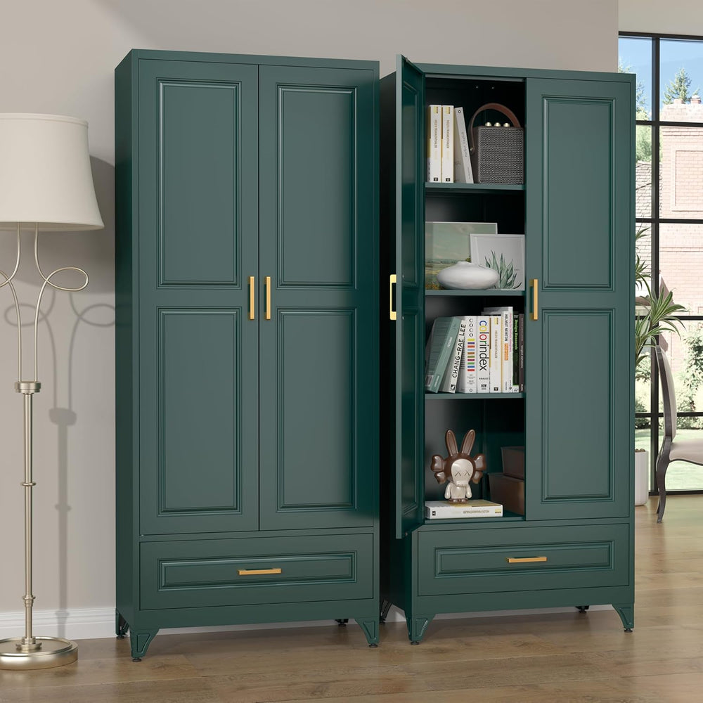 SteeLoong 75" Kitchen Pantry Cabinet with Drawer, Metal Storage Cabinets...