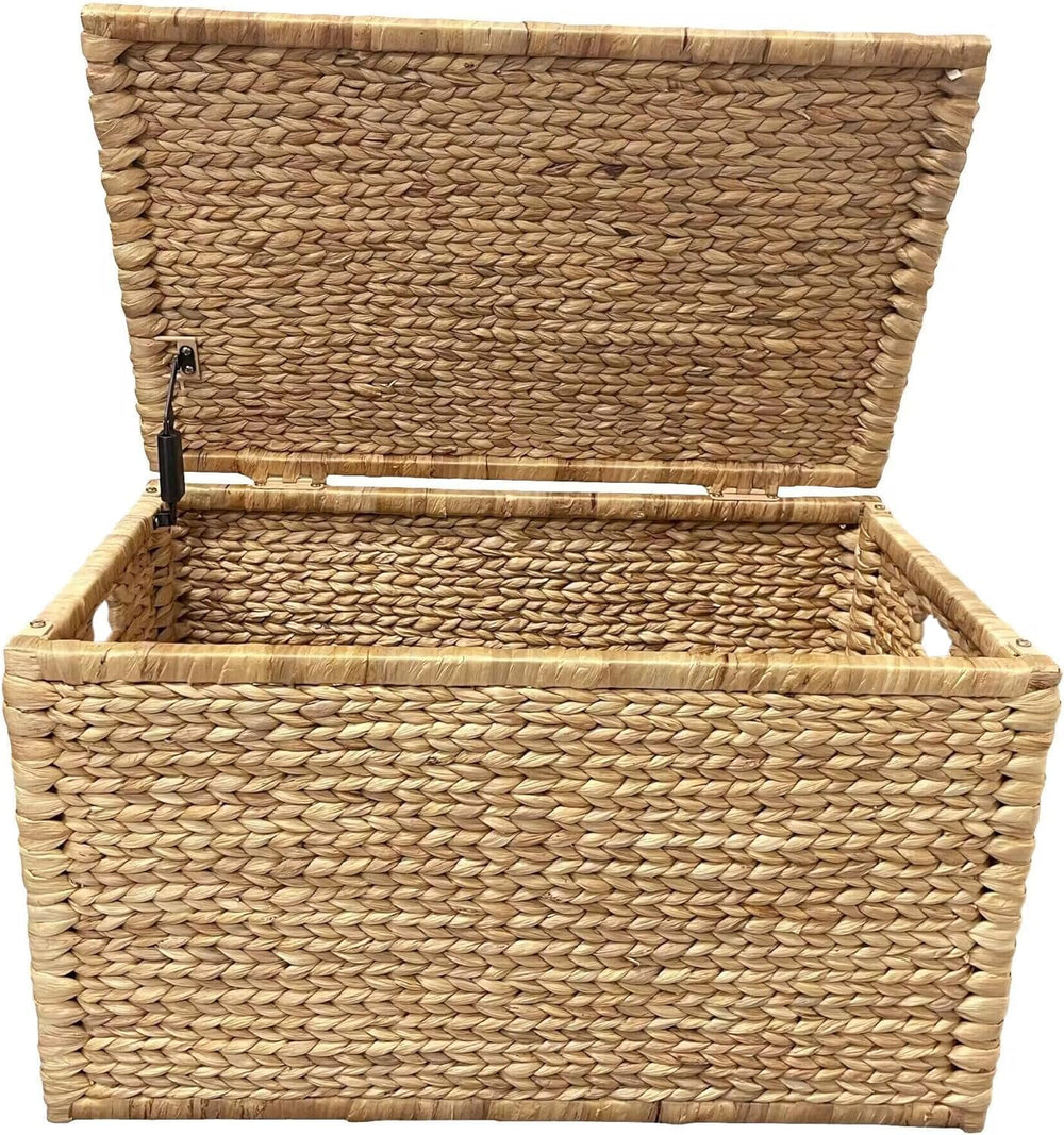 eHemco Water Hyacinth Wicker Storage Trunk, Natural, 30x17.5x17.5 Inches | Sa...