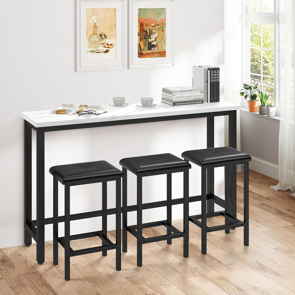 HUGROVE 4-Piece Bar Table and Chairs Set with 3 PU Upholstered Bar Stools, 60...