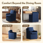 Upholstered Dining Chairs Set of 2, Modern Rolling Linen Dining Chairs with Casters,Swivel Armchair with Storage for Reading Room Kitchen Dining Room (Blue)