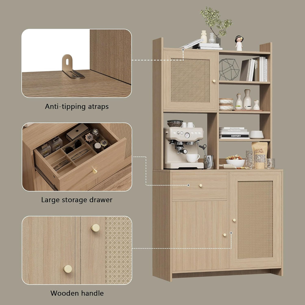 IDEALHOUSE Kitchen Pantry Cabinet with Adjustable Shelf, 71" Tall Storag...