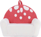Costzon Kids Couch, Comfy Toddler Soft Sofa Chair with Fleece Fabric Cover, Kids Furniture for Playroom, Children Reading Armchair for Boys & Girls Gifts Aged 3+ (Medial,Red Mushroom)