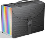 Expanding File Folders with Handle,Accordion File Organizer 13 Expandable Pockets,Portable Filing Box,Adjustable Support Strap,Colored Tabs,Paper Document Organizer,A4/Letter Size Diamond