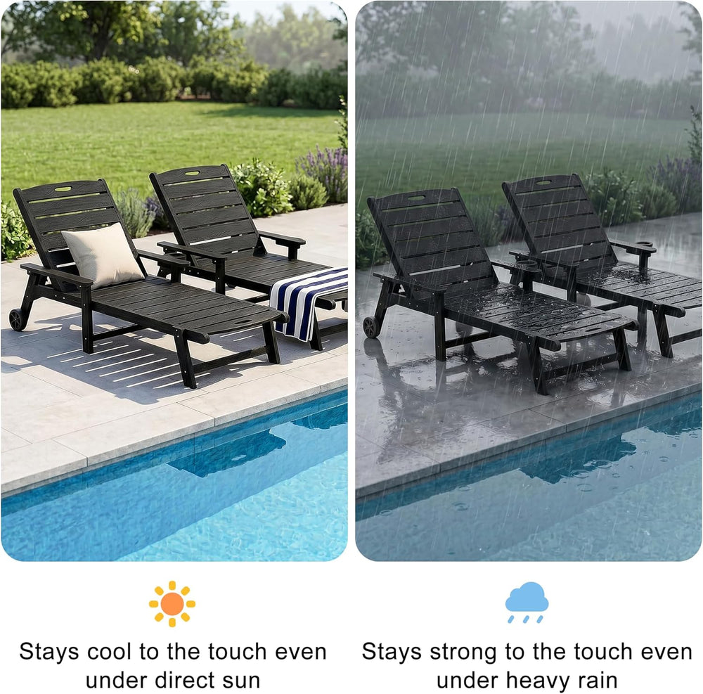 Outdoor Lounge Chair Set of 4 with 5-Position Adjustable, Outside Lounge Chai...
