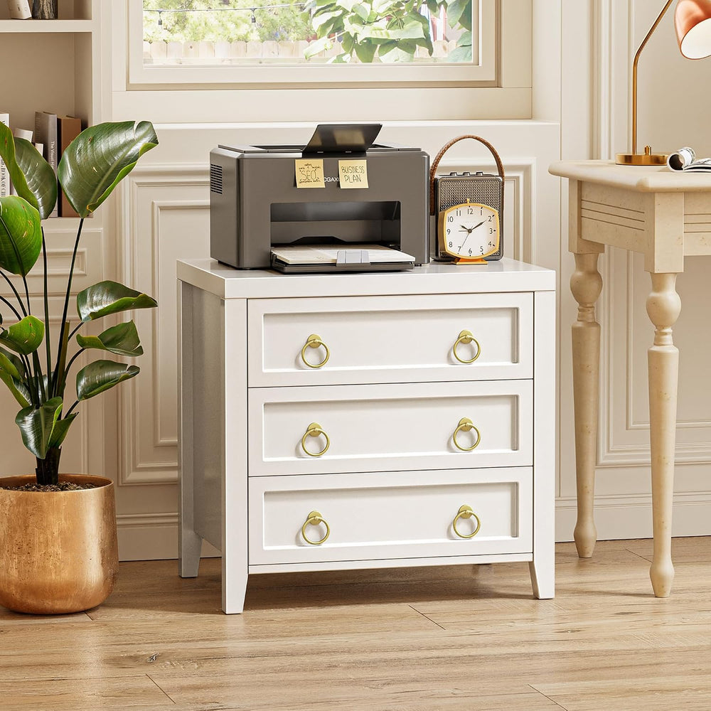 Huuger Paint Night Stand with Charger Station, 3 Drawer Nightstand Set of 2