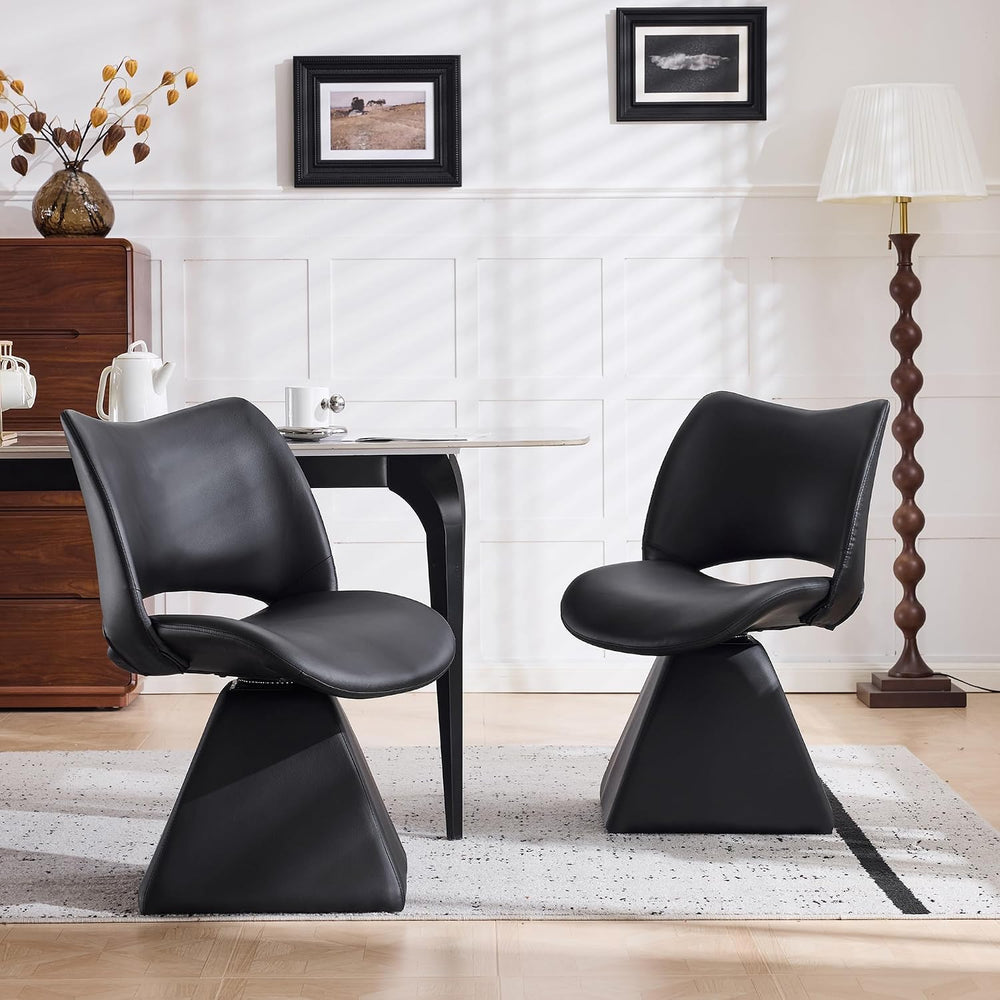 Henf Modern Upholstered Swivel Dining Chairs,Faux Leather Vanity Chair with W...