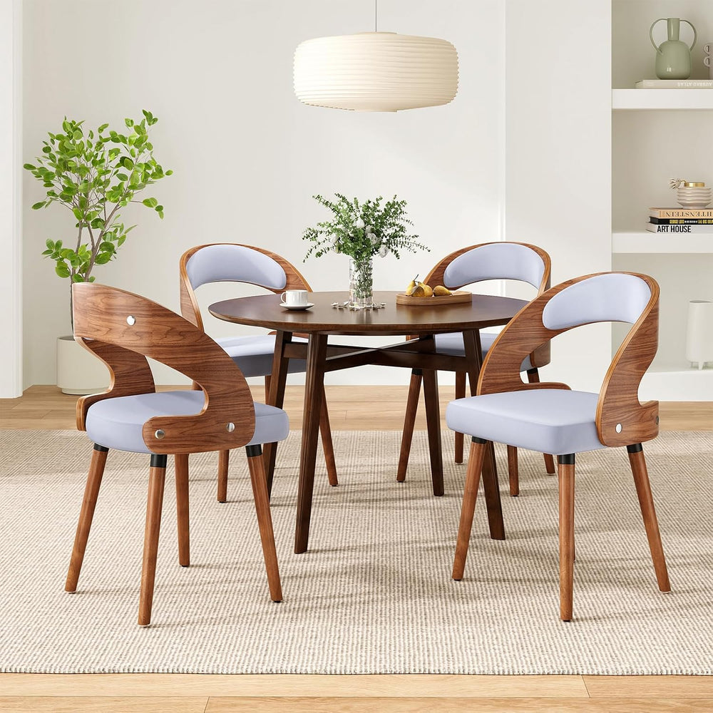 Farini Wood Dining Chairs, Set of 4 Modern Upholstered Dining Chairs with Cur...