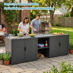 Domi Outdoor Kitchen Island with Sink, Aluminum Outdoor Kitchen Cabinet with Large Storage Space, Powder-Coated Weather Resistant Patio BBQ Prep Station with Drop-in Sink and Wide Countertop